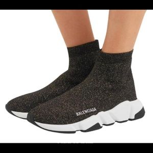 Authentic Balenciaga Metallic Speed Sock Sneakers